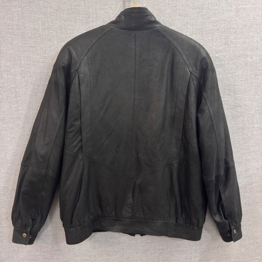 Remy Leather Mens Black Bomber Jacket Made in USA Vintage Size Medium - Picture 2 of 12